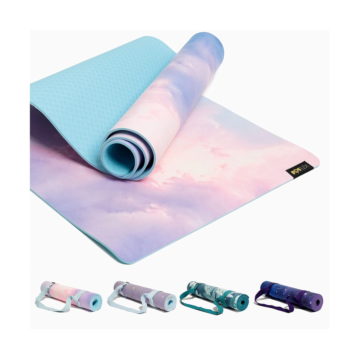 POPFLEX Vegan Suede Yoga Mat With Strap Included Ultra Absorbent Exercise 