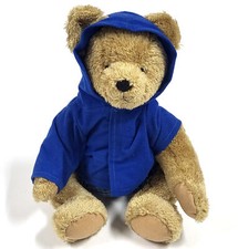Vintage Rainbow Teddy Bear Hoody Shorts &ndash; Blue 14" Plush