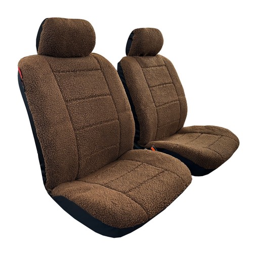 For Nissan Sentra Front Car Seat Covers Thick & Warm Dark Brown Faux