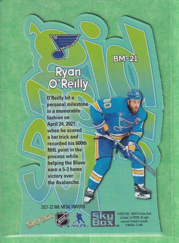 2021-22 Skybox Metal Universe Big Man on Ice #BM-21 Ryan O'Reilly STL Blues - Image 2 of 2
