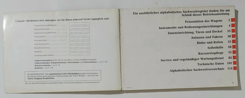 41005 Libretto Uso e manutenzione - Volvo Serie 740 - 1985 - Immagine 2 di 4
