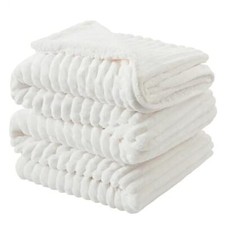 Sherpa Fleece King Size Blanket - Super Soft  Warm King 104"x90" Off White