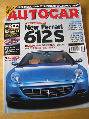 AUTOCAR OCT 2003 MAGAZINE FERRARI 612S BMW PORSCHE SUPER PRINT NISSAN 350Z