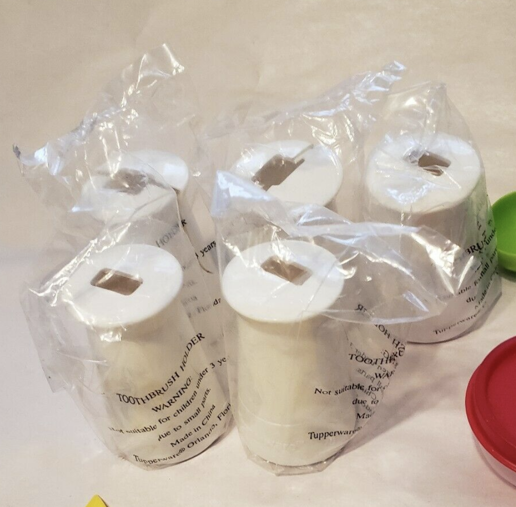 Five Tupperware Heavy Toothbrush Holders White Bathroom Gadget New eBay