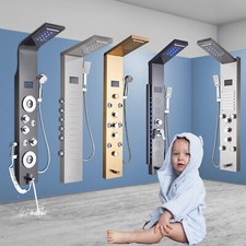 Bathroom LED Shower panel column tower Waterfall Massage Body Jets system Mixer