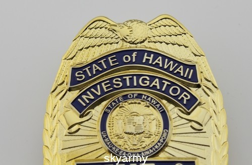 Hawaii ハワイ FIVE-O バッジ, レザーホルダー, IDカード付 Hawaii ハワイ FIVE-O バッジ, レザーホルダー, IDカード付の
