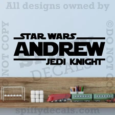 Star Wars Jedi Knight Personalized Custom Name Quote Vinyl Wall Decal Sticker