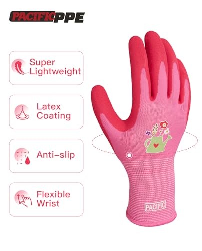 6 Pares Guantes de Jardinería para Mujer y Mujer, Medianos (Pack de 6) Púrpura+Rojo - Imagen 4 de 7