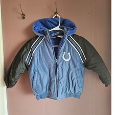 Y2k Reebok Indianapolis Colts NFL Kids Puffer Jacket Blue Black Size Medium 5/6