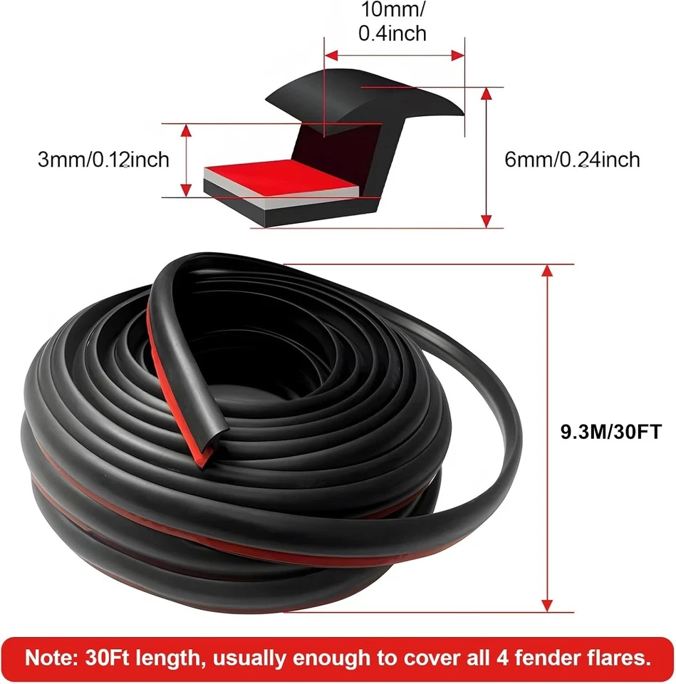 Junta de sello de borde acampanado guardabarros pozos de rueda de goma para accesorios Ford de 30 pies Foto 4 de 4