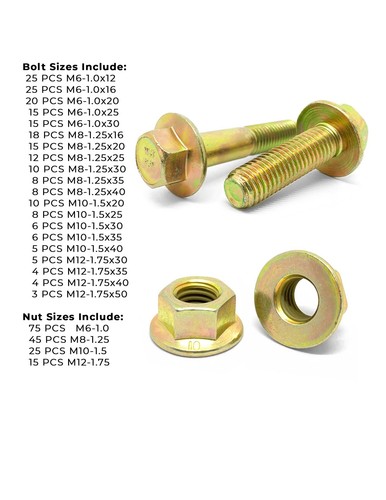 Kit Assortimento Bulloni e Dadi Flangia Telaio Tappo Esagonale Classe Metrica 8.8 - 38... - Foto 4 di 5