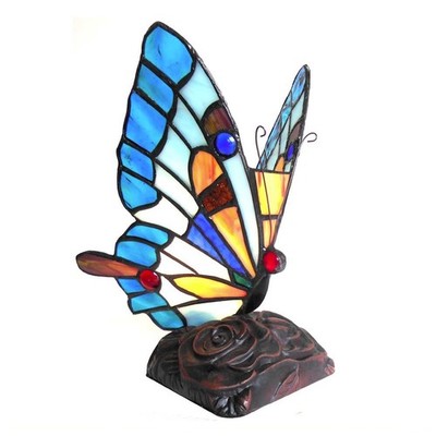 KACY 5 Tiffany-style 1 Light Butterfly Accent Table Lamp 9'' Tall