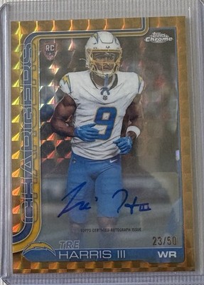 2025 Topps Chrome Tre Harris III Rookie Auto RC Gold Geometric Refractor /50