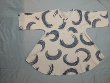 BLOUSE WOMANS EMPIRE WAIST FABRIC FLOWS FLATTERING BRUSH STROKES MOTIF