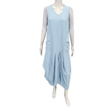 Attitudes by Renee Womens Blue Tank Dress Size Petite Medium Sleeveless Pockets
