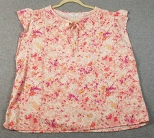 TIME AND TRU Top Women’s Large L Multicolor Floral Short Sleeve Spring Summer