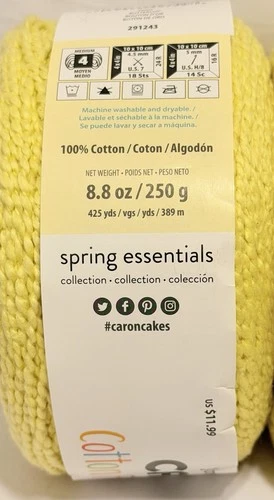 CARON Yarnspirations Cotton Funnel Cakes 100% Cotton BUTTERCUP 425 yd Ea NEW image 4