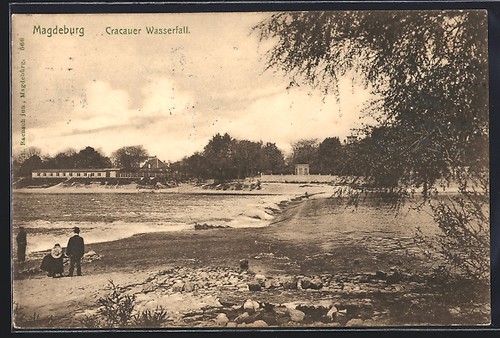 Ansichtskarte Magdeburg, Cracauer Wasserfall 1910