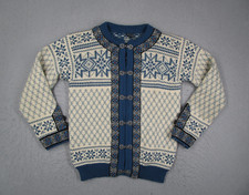 Dale Of Norway Sweater Mens Medium Blue Wool Norwegian Fair Isle Cardigan Ski