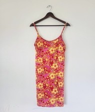 No Boundaries Vintage Y2K Orange Floral Dress Size Medium 7/9 Summer Beach 