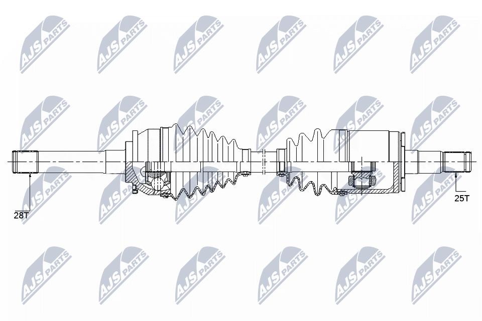 NTY Drive Shaft NPW-MS-057 For Mitsubishi Front Axle Left