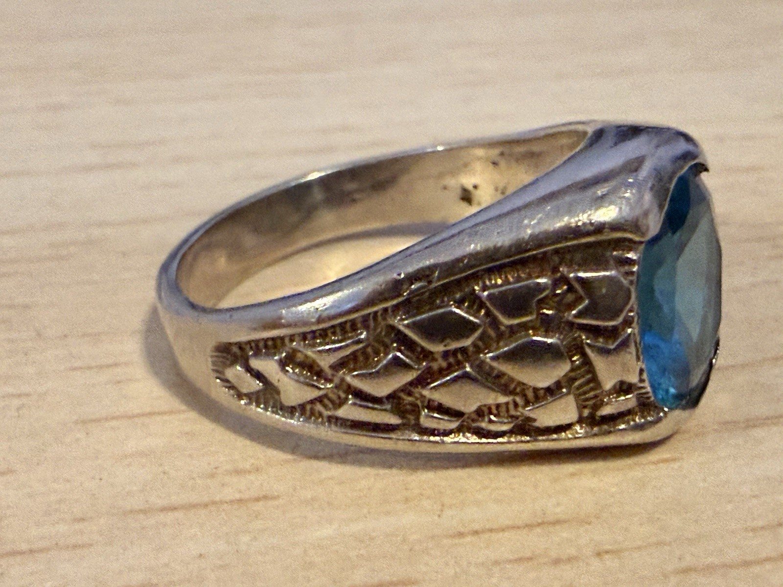 Solid 925 Sterling Silver Blue Topaz Ring Dragon … - image 5