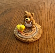 Wee Forest Folk Retired Figurine T01 -Tiny Teddy Bear (Blue) 1989 Donna Petersen