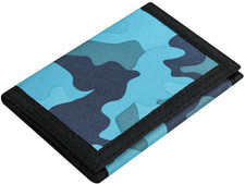 Kids Boys RFID Wallet with Magic Sticker, Teen Camo Nylon Wallet for Camo Blue