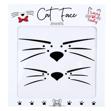 Cat Face Whiskers Stickers, Animal Jewels, Costume One Size, Black