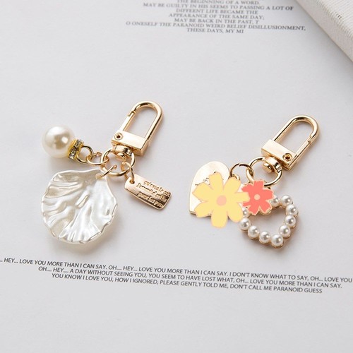 Jewelry Fashion Keyring Charms Girls Keychain Pearl Shell Metal | eBay ...
