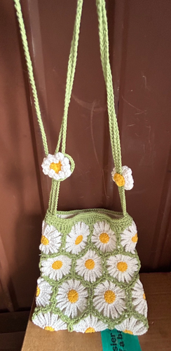 Floral Bag Green Crocheted Handmade Hobo Bag - Picture 1 of 15