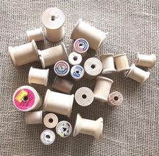 25 Vintage Wooden Sewing Spools Empty 1" To 2"