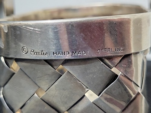 Cesta tejida en miniatura hecha a mano vintage Cartier de plata esterlina artículo retirado - Imagen 2 de 13