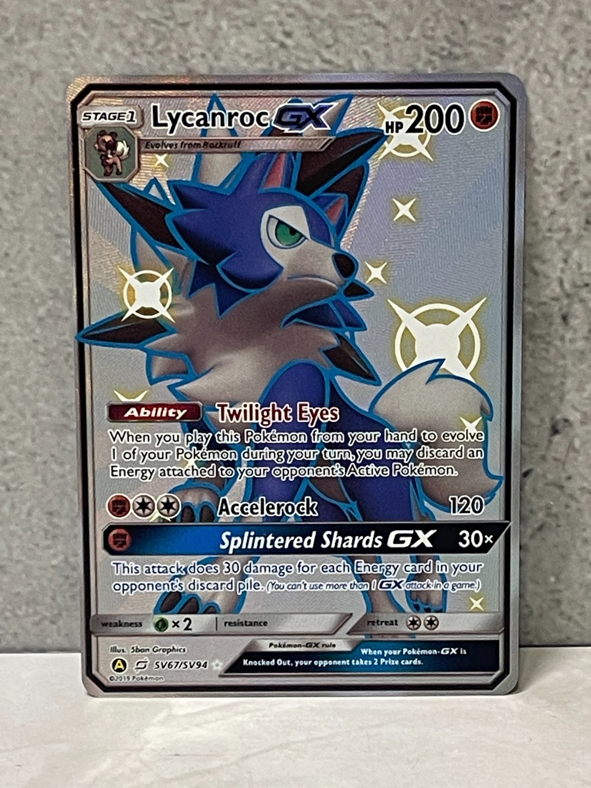 Pokemon Hidden Fates Shiny Vault Lycanroc GX SV67/SV94 (Mint) invB