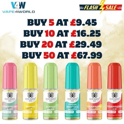 BAR JUICE 5000 Nic Salt 10ml E Liquid 10mg 20mg Vape Juice 50 - Main Image
