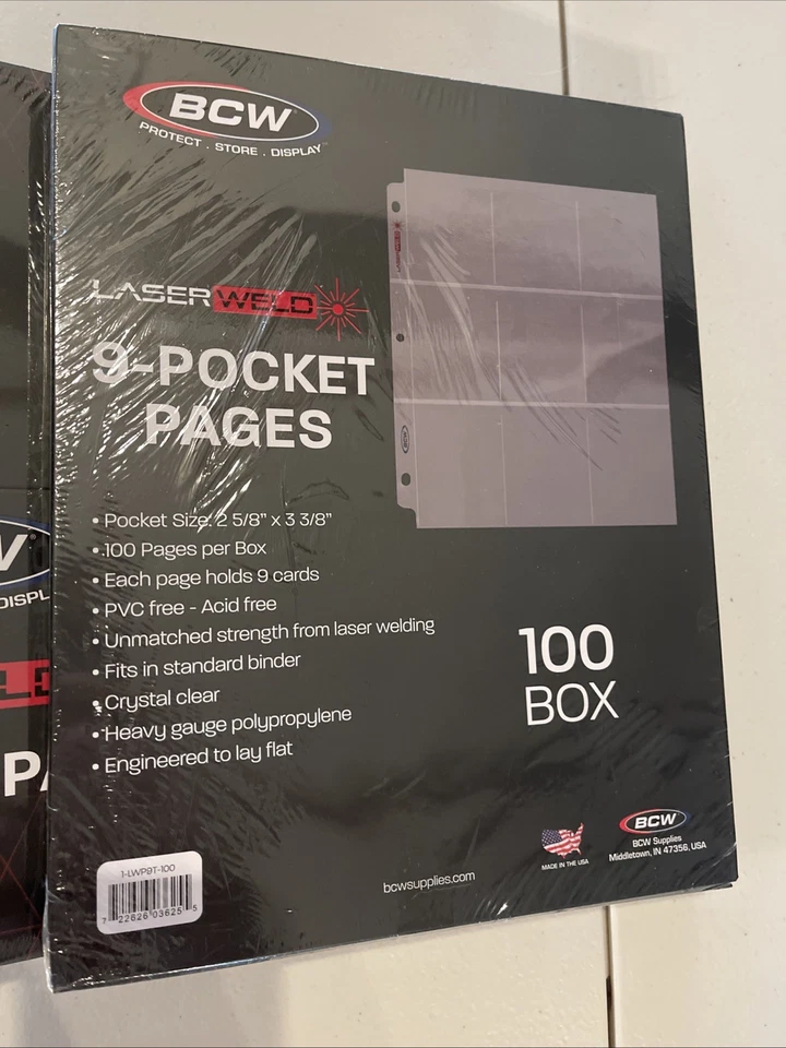 BCW Laserweld 9 páginas de cargador superior de bolsillo (100 quilates por caja), 9 cajas selladas nuevas  Foto 2 de 4