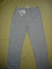 NWT New Zara Men Cotton Polyester Stripes Straight Fit Pants Bottoms US L Large