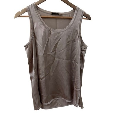 Go by GoSilk Tank Top Small Champagne Washable Silk Scoop Neck Shell