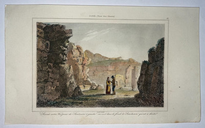 MALTA GOZO TOUR DES GEANTS 1860 ANTIQUE ENGRAVED VIEW 19TH CENTURY