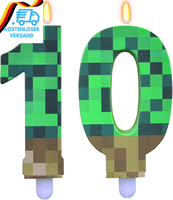 Pixel Geburtstagskerzen 10 Geburtstag MäDchen Junge, Pixelmotiv Kerzen Zahlen 10