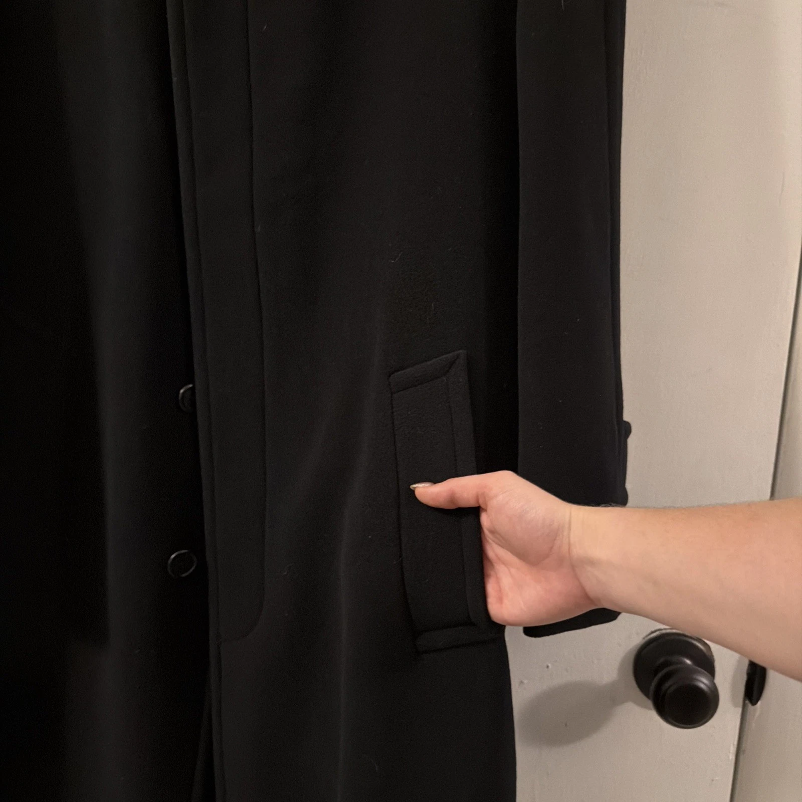 Brooks Brothers Elliot Wool Overcoat Black 100% Pure Wool Made in Italy Mens 42 - product detail image 11