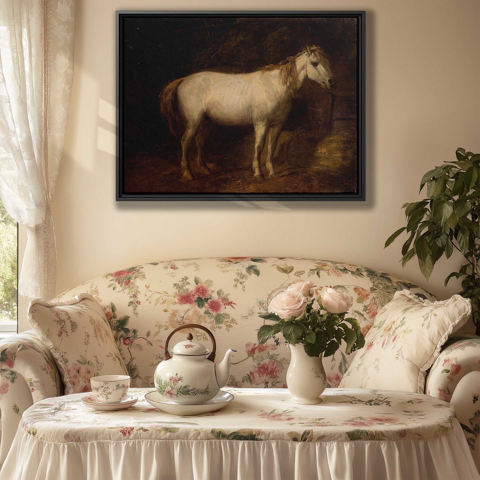 Rustic Horse Animal Art Print Vintage Equine Canvas Wall Decor Rural Artwork