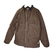 Vtg Berne Large Tall Work Wear Chore Coat Heartland Washed Brown Canvas Quilted