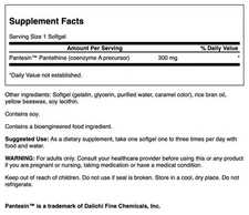Swanson Pantesin Pantethine 300 mg 60 Softgels