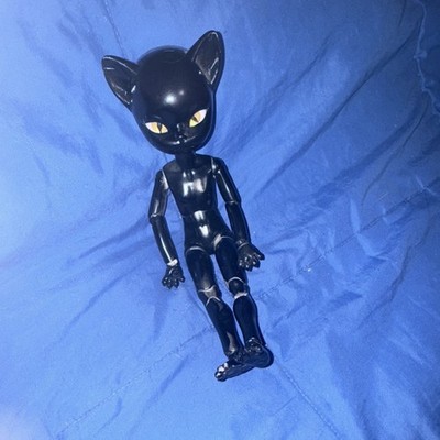 Articulated Black Cat Doll with Yellow Eyes Resin Fantasy BJD
