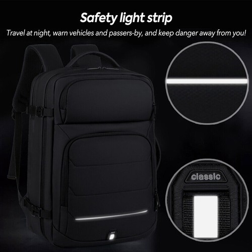 50L Expandable Backpack Anti Theft Laptop Luggage Bag Travel Business School Bag - Picture 10 of 12