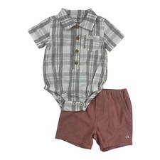 Calvin Klein Boys 2 Piece Short Set Size 3-6M, 6-9M, 12M, 18M, 24M