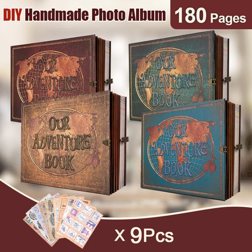 180 Pages Our Adventure Book Scrapbook Photo Album Retro Embossed Letter Leather