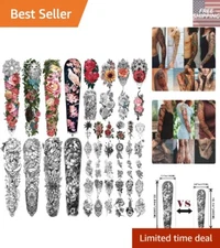 46 Sheets of Waterproof Full Arm Temporary Tattoos - Express Yourself Elegantly