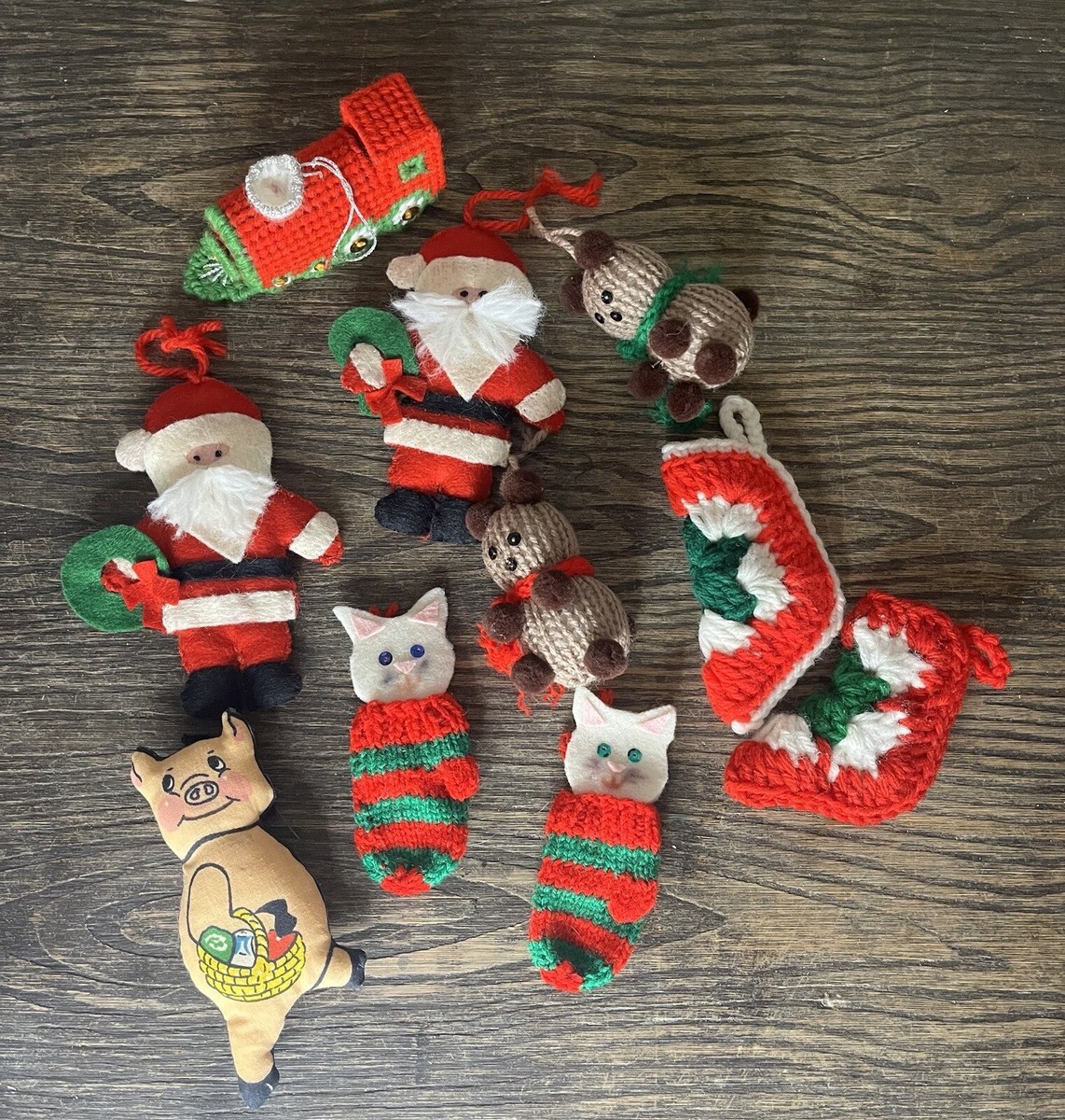 Vintage Handmade Christmas Ornaments 70s 80s Cotton Felt